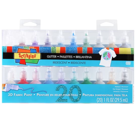 Scribbles® Glitter & Iridescent 3D Fabric Paint Set